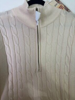 Dokotoo Cable Knit Sweater Womens NWT Cream Quarter Zip Mock Neck Cozy